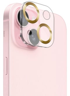 MARGOUN iPhone 15 Plus Camera Lens Protector Tempered Glass 9H Hardness Ultra HD Anti-Scratch Easy To Install Case Friendly Full Coverage Guard Gold  - Image 1