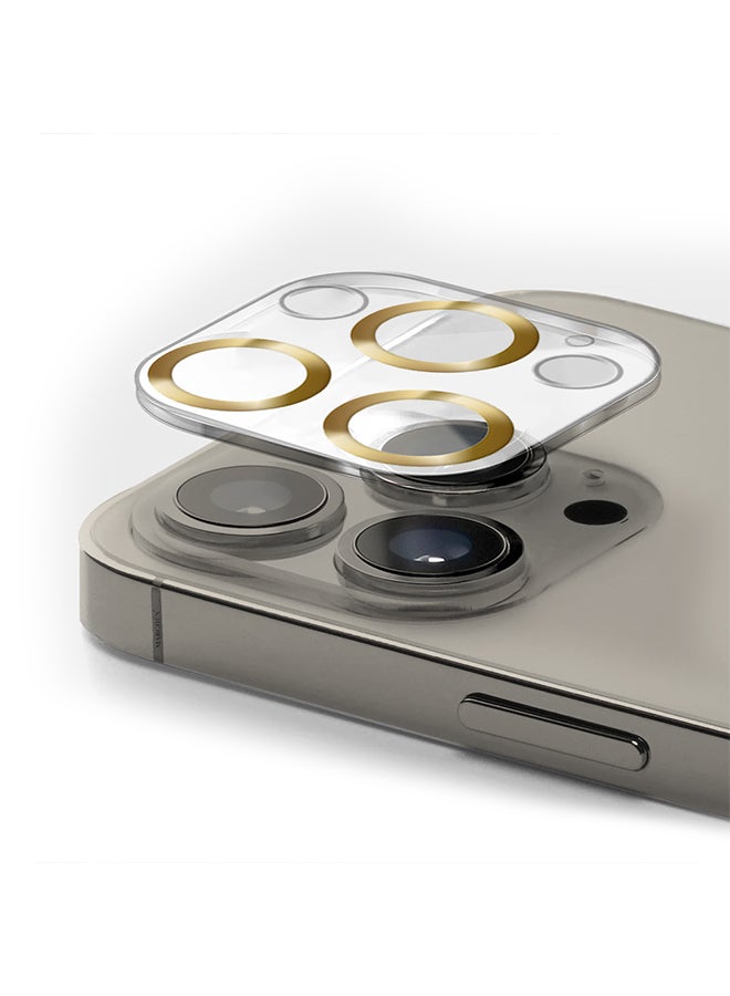 MARGOUN iPhone 15 Pro Max Camera Lens Protector Tempered Glass 9H Hardness Ultra HD Anti-Scratch Easy To Install Case Friendly Full Coverage Guard Gold - Image 2