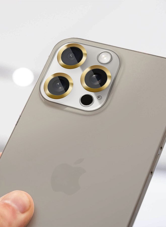 MARGOUN iPhone 15 Pro Max Camera Lens Protector Tempered Glass 9H Hardness Ultra HD Anti-Scratch Easy To Install Case Friendly Full Coverage Guard Gold - Image 5