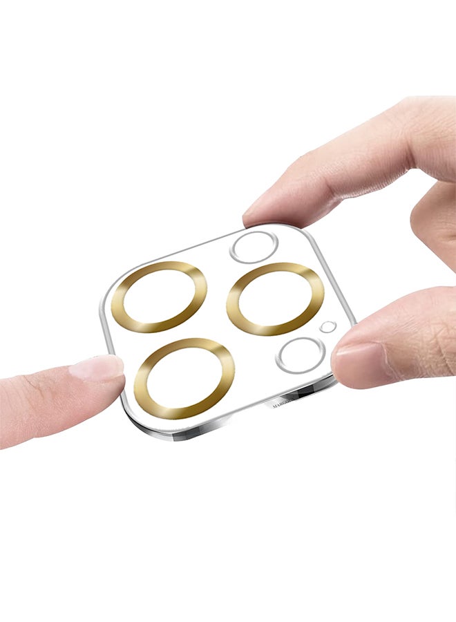 MARGOUN iPhone 15 Pro Max Camera Lens Protector Tempered Glass 9H Hardness Ultra HD Anti-Scratch Easy To Install Case Friendly Full Coverage Guard Gold - Image 3