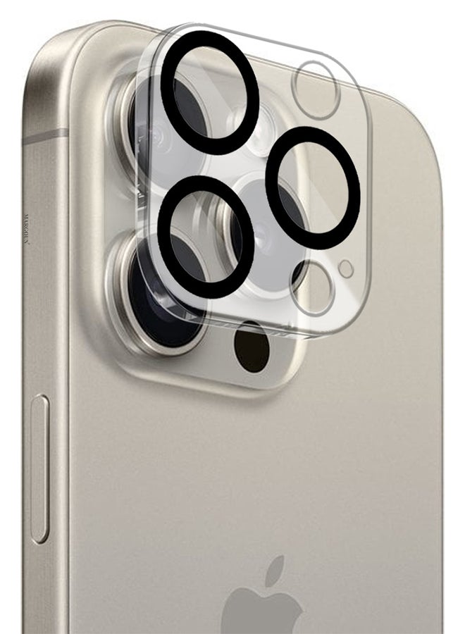 MARGOUN - iPhone 15 Pro Camera Lens Protector Tempered Glass 9H Hardness Ultra HD Anti-Scratch Easy To Install Case Friendly Full Coverage Guard Black - Image 1