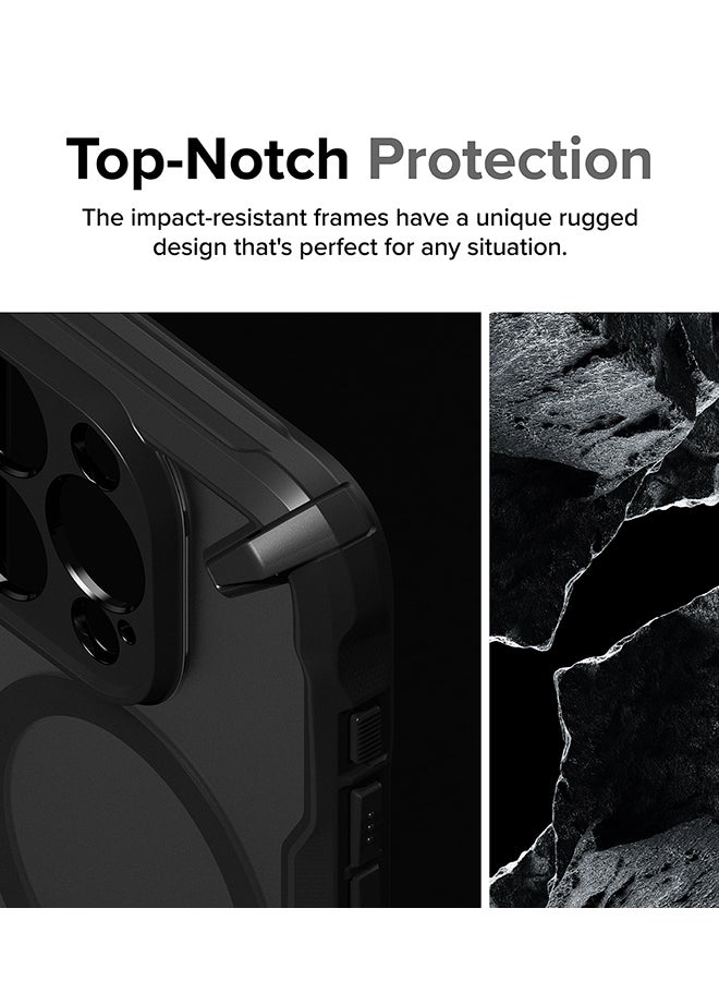Ringke - Fusion-X Magnetic Case Compatible With iPhone 15 Pro Case Anti-Fingerprint Rugged Shockproof Protective Phone Cover - Matte Black - Image 1
