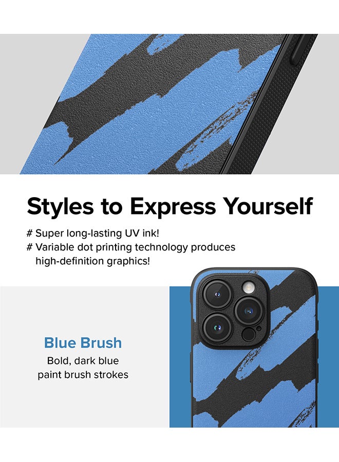 Ringke Onyx Case Compatible With iPhone 15 Pro, Enhanced Grip Tough Flexible Shockproof Rugged TPU Bumper Drop Protection Phone Cover - Blue Brush - Image 3