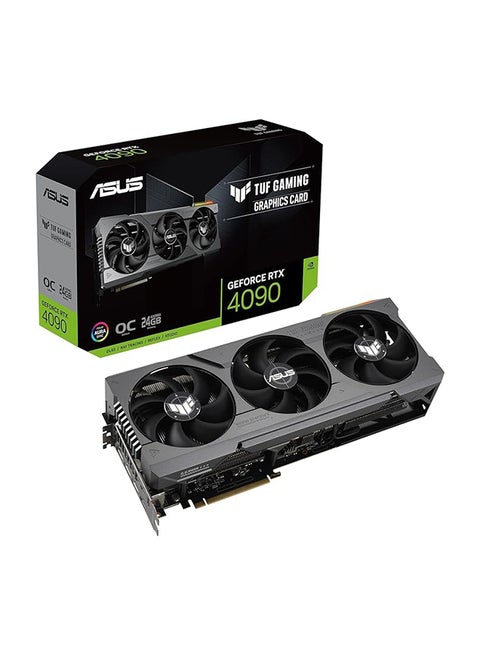 TUF-RTX-4090-O24G-GAMING OC Edition Graphic Card, 24GB GDDR6X 384-bit Memory, 2565 MH Boost Clock, 16384 Cuda Cores, 21 Gbps, 3.65 Slot, PCI 4.0, OpenGL4.6 | 90YV0IE0-M0NA00 Black
