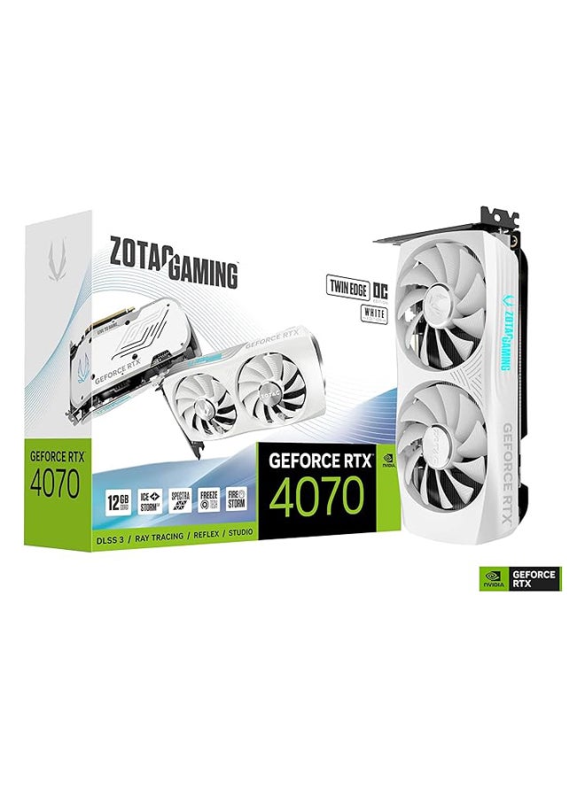 ZOTAC GAMING GeForce RTX 4070 Twin Edge OC Graphics Card, 12GB GDDR6X 192-Bit Memory, 2490MHz Boost Clock, 5888 CUDA Cores, 21Gbps Memory Clock, PCI Express 4.0, 3xDP/HDMI, White | ZT-D40700Q-10M White - Image 1