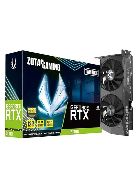 Gaming GeForce RTX 3060 Twin Edge 12GB GDDR6 192-bit 15 Gbps PCIE 4.0 Gaming Graphics Card, IceStorm 2.0 Cooling, Active Fan Control, Freeze Fan Stop, ZT-A30600E-10M Black