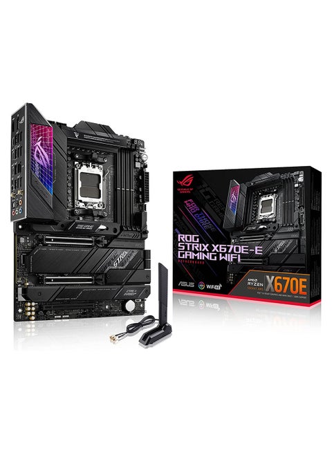 ROG STRIX X670E-E GAMING WIFI ATX Motherboard, AMD X670 Chipset, AM5 Socket, Intel 2.5 Gb Ethernet, 4xDual Channel DDR5-6400, 128GB Max Memory, 4xSATA 6Gb/s, PCIe 5.0, HDMI/DP | 90MB1BR0-M0EAY0 Black
