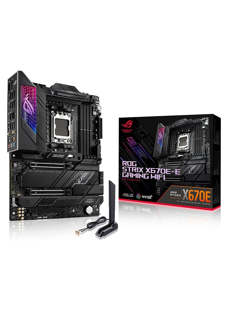 ROG STRIX X670E-E GAMING WIFI ATX Motherboard, AMD X670 Chipset, AM5 Socket, Intel 2.5 Gb Ethernet, 4xDual Channel DDR5-6400, 128GB Max Memory, 4xSATA 6Gb/s, PCIe 5.0, HDMI/DP | 90MB1BR0-M0EAY0 Black