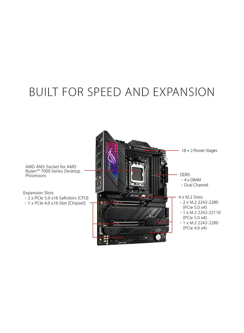 ROG STRIX X670E-E GAMING WIFI ATX Motherboard, AMD X670 Chipset, AM5 Socket, Intel 2.5 Gb Ethernet, 4xDual Channel DDR5-6400, 128GB Max Memory, 4xSATA 6Gb/s, PCIe 5.0, HDMI/DP | 90MB1BR0-M0EAY0 Black
