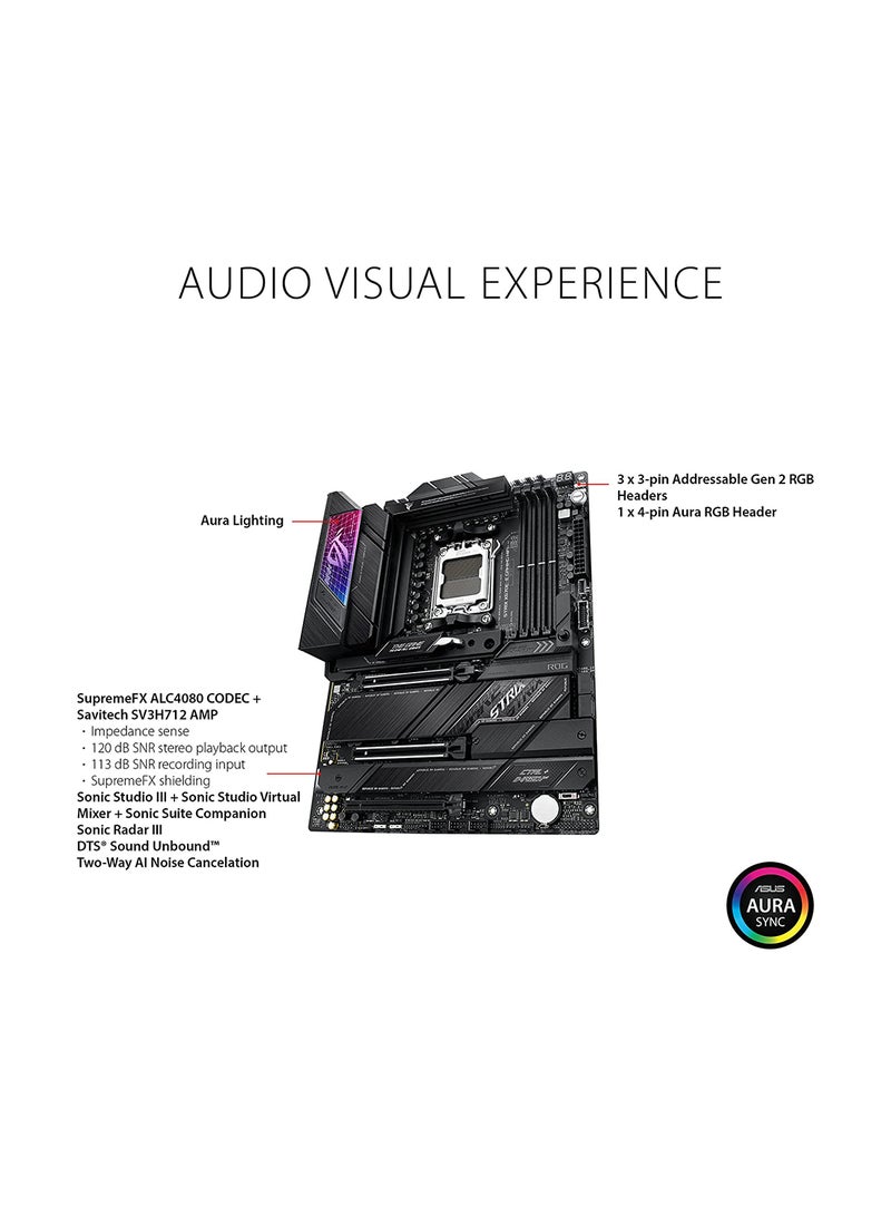 ROG STRIX X670E-E GAMING WIFI ATX Motherboard, AMD X670 Chipset, AM5 Socket, Intel 2.5 Gb Ethernet, 4xDual Channel DDR5-6400, 128GB Max Memory, 4xSATA 6Gb/s, PCIe 5.0, HDMI/DP | 90MB1BR0-M0EAY0 Black