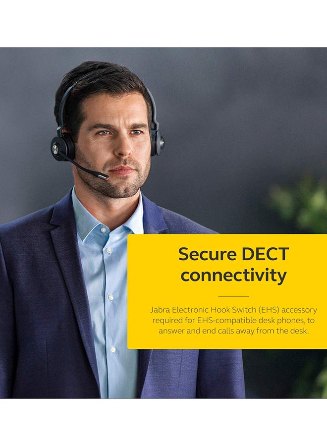 Jabra - Engage 75 On-Ear DECT Stereo Headset - Skype For Business Certified Wireless Headphones with Advanced Noise Cancellation for Deskphones and Softphones – UK Version Black - Image 1