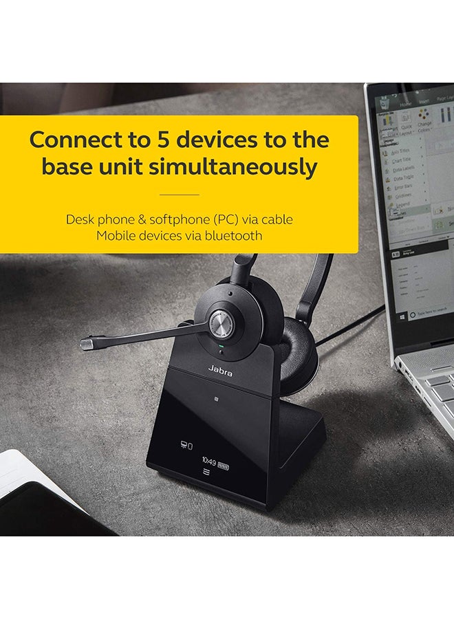 Jabra - Engage 75 On-Ear DECT Stereo Headset - Skype For Business Certified Wireless Headphones with Advanced Noise Cancellation for Deskphones and Softphones – UK Version Black - Image 1