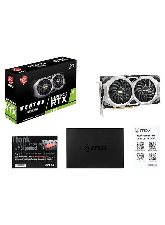 MSI - GeForce RTX 2060 VENTUS GP OC Gaming Graphics Card - 6GB GDDR6, 1710 MHz, PCI Express x16 3.0, 192-bit, 3x DP v 1.4a, HDMI 2.0b (Supports 4K) Black - Image 1