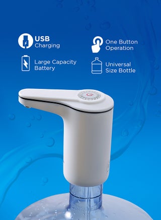 Rechargeable Water Pump, Simple Installation, Pump for Water Gallon, 5L, 10L, 19L Bottles, Can be Used at Home and Office, Portable and Light Weight Pump with Easy Press Mechanism 5 W OMWP1853 White - pnsku/N70023246V/45/_/1733856089/d6c39248-1002-4176-be3c-65488cec4cdc