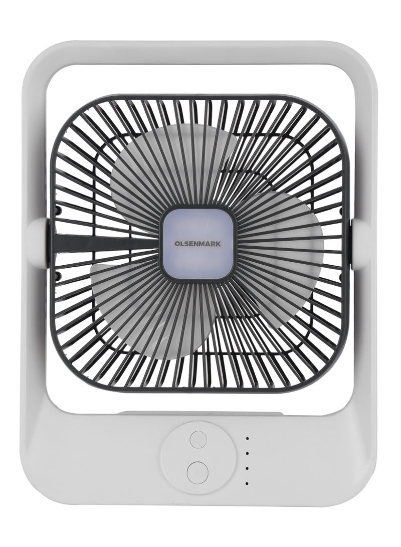 Olsenmark - 8" Rechargeable Table Fan, Working Time up to 9 Hours, 3 Speed Controls, High Performance Battery for High Speed Wind, 2 Years Warranty OMF1851 White & Black - Image 1