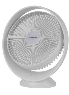 Olsenmark 8" Rechargeable Table Fan, Working Time up to 9 Hours, 3 Speed Controls, High Performance Battery, 2 Years Warranty OMF1850 White  - Image 1