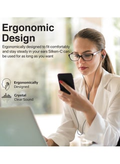 PROMATE Earphones With USB-C Connector, Ergonomic In-Ear USB-C HD Wired Earbuds With Microphone, Call Function, Anti-Tangle Wire And In-Line Volume Control For iPhone 15, iPad Air, Galaxy S23, Silken-C Black  - Image 5