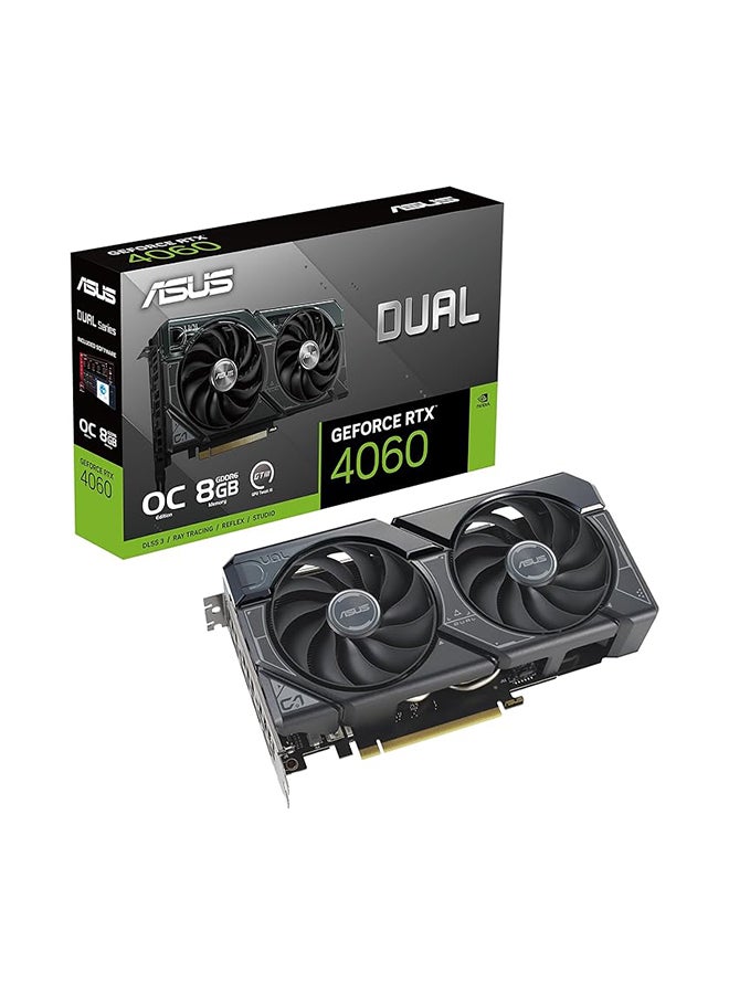 ASUS - Dual GeForce RTX 4060 EVO OC Graphics Card, 8GB GDDR6 128-bit Memory, 2535 MHz OC Boost Clock, 17 Gbps Memory Speed, PCI E 4.0, DisplayPort 1.4a / HDMI 2.1a | 90YV0JC7-M0NA00 Black - Image 1