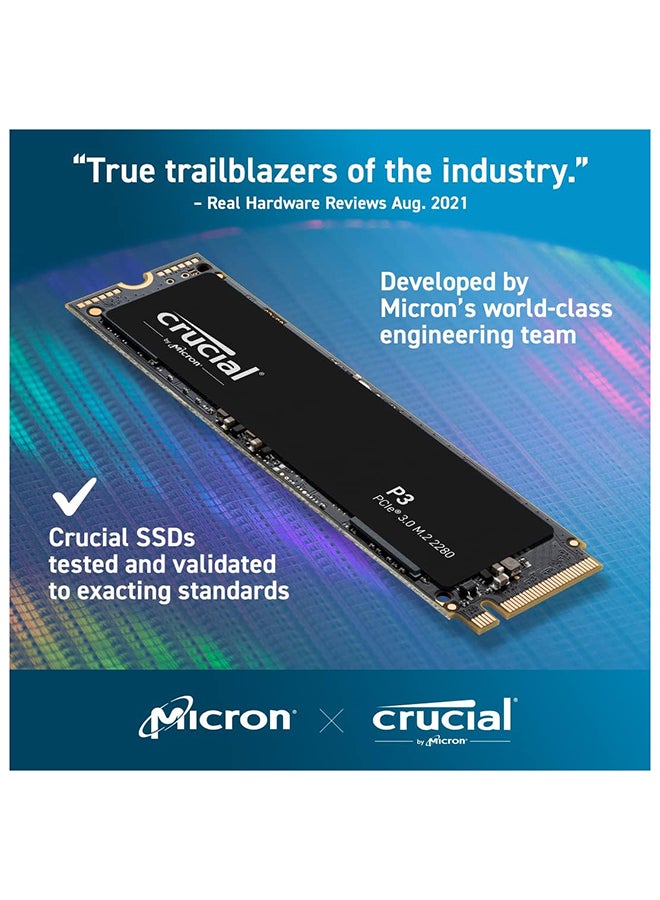 crucial - P3 4TB PCIe Internal SSD, M.2 2280 Form Factor, 3500 MB/s Sequential Read, 3000 MB/s Sequential Write, 800 Terabytes Endurance, NVMe Interface, CT4000P3SSD8 4 TB - Image 1