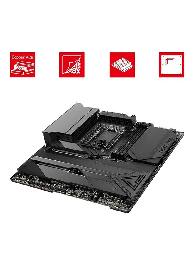 MSI - MEG Z790 GODLIKE Motherboard E-ATX - Supports Intel Core 12/13th Gen Processors, LGA 1700, DDR5 Boost (7800+MHz/OC), 2 x PCIe 5.0 x16, 1 x M.2 Gen5, 5 x M.2 Gen4, 2.5Gbps LAN, Wi-Fi 6E Black - Image 1
