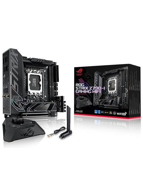 ROG STRIX Z790-I GAMING Wi-Fi Motherboard – Intel LGA1700 Socket, Compatible with 12th/13th/14th Gen Intel Core Processors, Intel Z790 Chipset, Supports DDR5 Memory Up to 96GB (7600MHz OC), PCIe 5.0 x16 Slot, 2.5Gb Ethernet, Wi-Fi 6E, Thunderbolt 4, USB 3.2 Gen 2x2, HDMI 2.1, Aura Sync RGB, Mini-ITX Form Factor, Includes ROG FPS-II Card and Cooling Solutions | 90MB1CM0-M0EAY0 Black