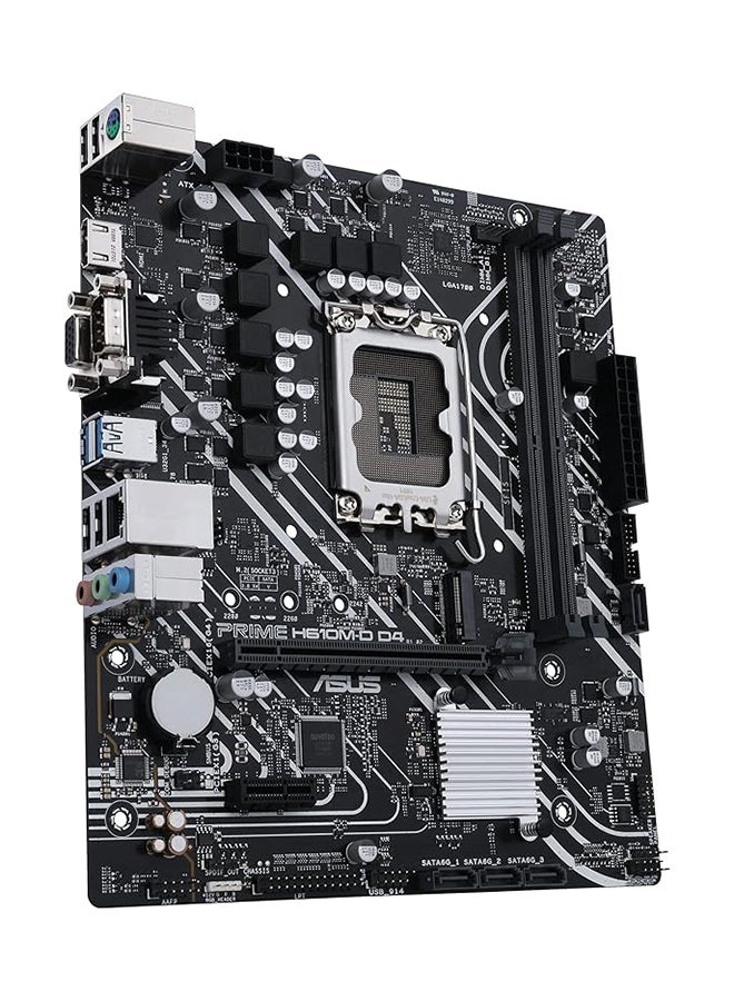 ASUS - Prime H610M-D D4 Mic ATX Motherboard, LGA 1700 Socket, DDR4 Support, PCIe 4.0, M.2 Slot, 1Gb Ethernet, HDMI, D-Sub, USB 3.2 Gen, SATA 6 Gbps, COM Port, LPT / RGB Header | 90MB1A00-M0EAY0 Black - Image 1