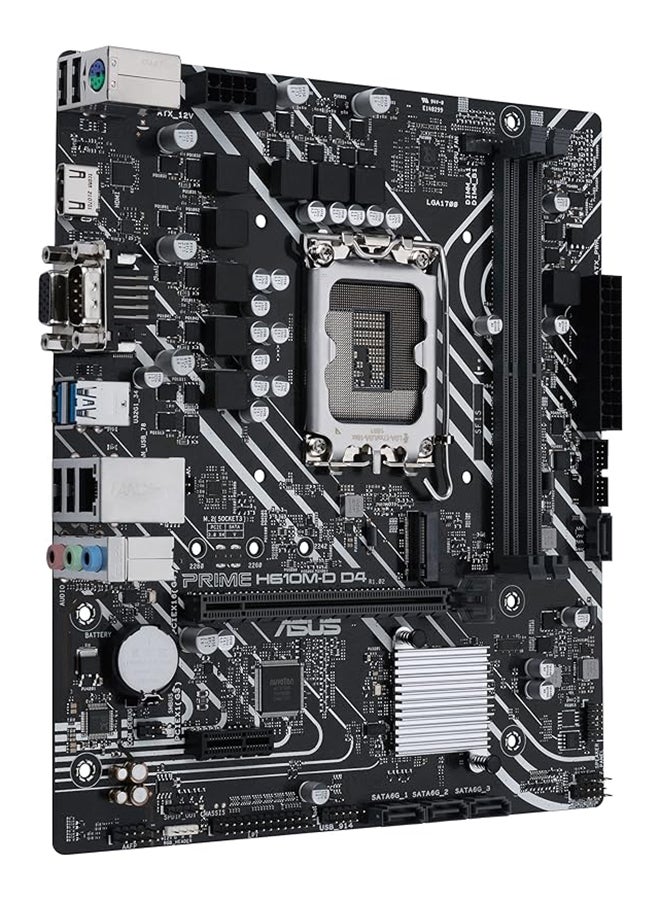 ASUS - Prime H610M-D D4 Mic ATX Motherboard, LGA 1700 Socket, DDR4 Support, PCIe 4.0, M.2 Slot, 1Gb Ethernet, HDMI, D-Sub, USB 3.2 Gen, SATA 6 Gbps, COM Port, LPT / RGB Header | 90MB1A00-M0EAY0 Black - Image 1