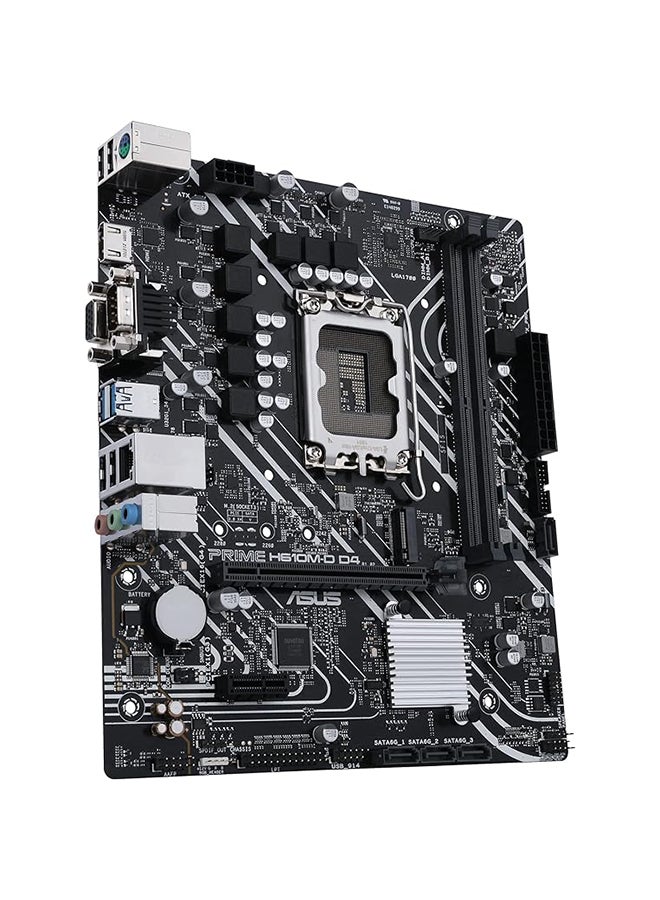 ASUS - Prime H610M-D D4 Mic ATX Motherboard, LGA 1700 Socket, DDR4 Support, PCIe 4.0, M.2 Slot, 1Gb Ethernet, HDMI, D-Sub, USB 3.2 Gen, SATA 6 Gbps, COM Port, LPT / RGB Header | 90MB1A00-M0EAY0 Black - Image 1