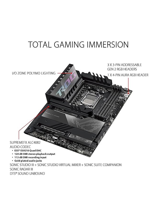 ASUS - ROG Crosshair X670E Hero, WiFi 6E, Socket AM5, LGA 1718, Ryzen 7000 Gaming Motherboard, 18+2 Power Stages,?PCIe 5.0, DDR5, 5xM.2 Slots Black - Image 1
