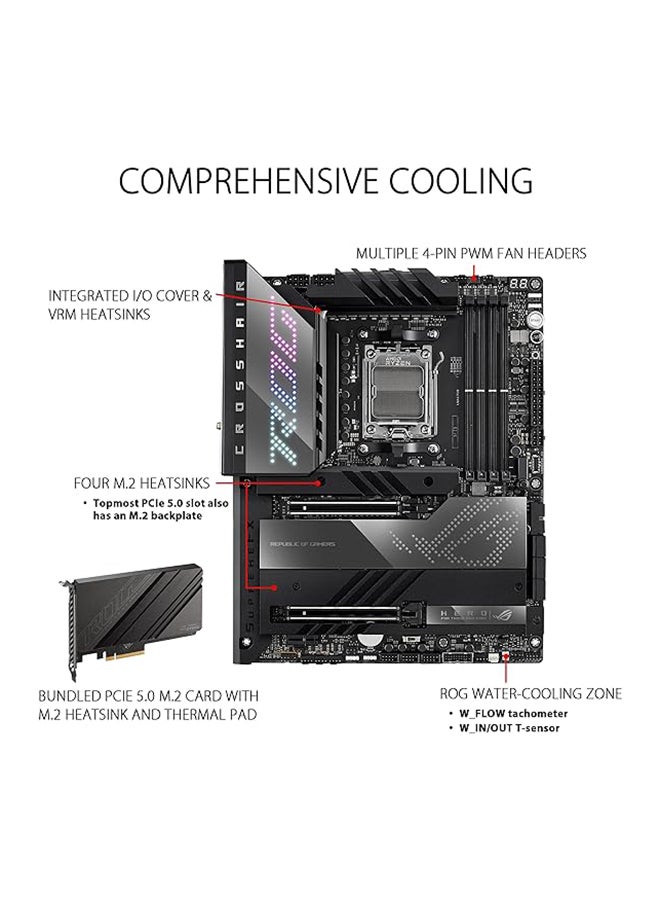 ASUS - ROG Crosshair X670E Hero, WiFi 6E, Socket AM5, LGA 1718, Ryzen 7000 Gaming Motherboard, 18+2 Power Stages,?PCIe 5.0, DDR5, 5xM.2 Slots Black - Image 1