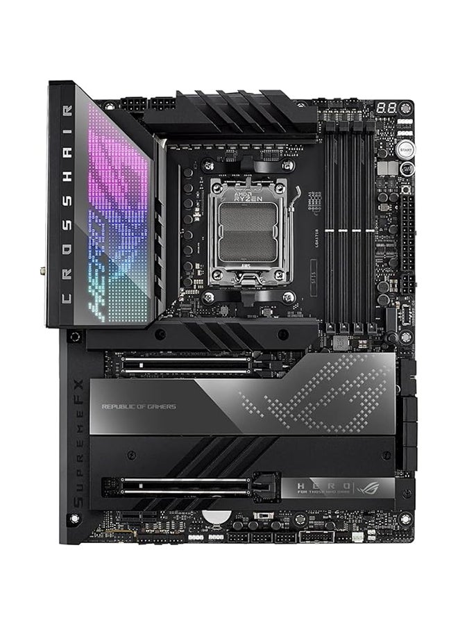 ASUS - ROG Crosshair X670E Hero, WiFi 6E, Socket AM5, LGA 1718, Ryzen 7000 Gaming Motherboard, 18+2 Power Stages,?PCIe 5.0, DDR5, 5xM.2 Slots Black - Image 1