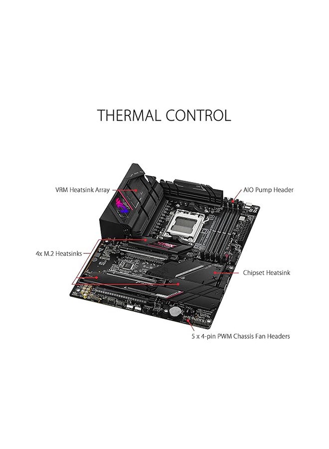 ASUS - Rog Strix B650E-E Gaming Wifi ATX DDR5 Motherboard, AMD Socket AM5, B650 Chipset, 2.5Gb Ethernet, Bluetooth, WiFi 6E 6GHz, Max 128GB 4xDIMM Memory, PCIe 5.0x16, 4xM.2 Slot Black - Image 1