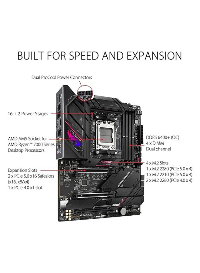 Rog Strix B650E-E Gaming Wifi ATX DDR5 Motherboard, AMD Socket AM5, B650 Chipset, 2.5Gb Ethernet, Bluetooth, WiFi 6E 6GHz, Max 128GB 4xDIMM Memory, PCIe 5.0x16, 4xM.2 Slot Black - pnsku/N70023342V/45/_/1699972424/e5d8710c-409d-4224-a1b9-8e113c70c1f2