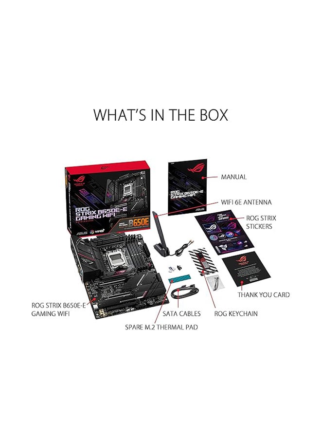 Rog Strix B650E-E Gaming Wifi ATX DDR5 Motherboard, AMD Socket AM5, B650 Chipset, 2.5Gb Ethernet, Bluetooth, WiFi 6E 6GHz, Max 128GB 4xDIMM Memory, PCIe 5.0x16, 4xM.2 Slot Black - pnsku/N70023342V/45/_/1699972425/864d05de-6e9f-42f3-9c66-f0e2e0f0301b