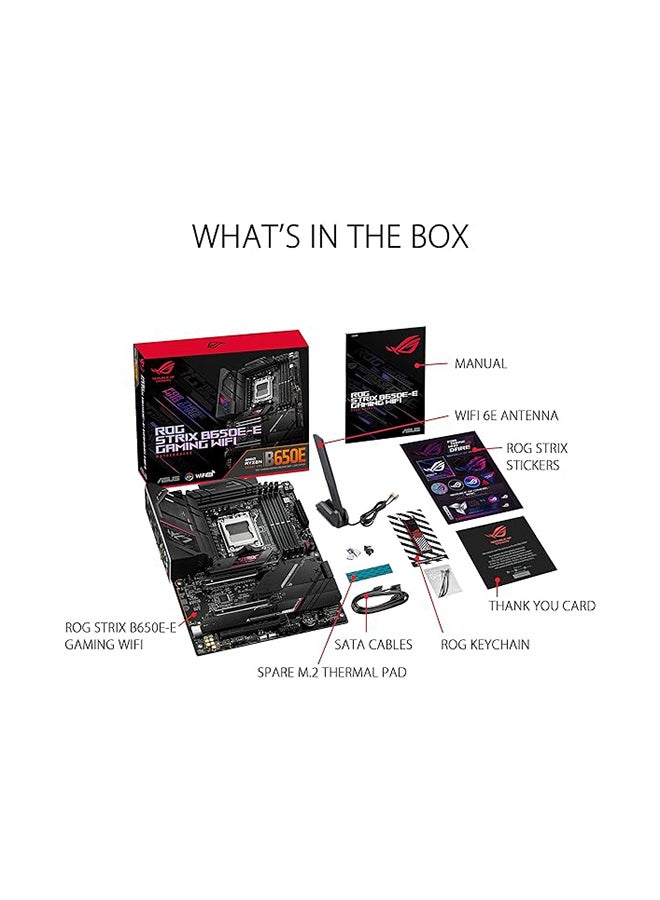 ASUS - Rog Strix B650E-E Gaming Wifi ATX DDR5 Motherboard, AMD Socket AM5, B650 Chipset, 2.5Gb Ethernet, Bluetooth, WiFi 6E 6GHz, Max 128GB 4xDIMM Memory, PCIe 5.0x16, 4xM.2 Slot Black - Image 1