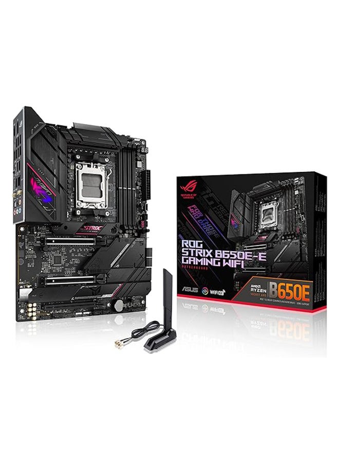 ASUS - Rog Strix B650E-E Gaming Wifi ATX DDR5 Motherboard, AMD Socket AM5, B650 Chipset, 2.5Gb Ethernet, Bluetooth, WiFi 6E 6GHz, Max 128GB 4xDIMM Memory, PCIe 5.0x16, 4xM.2 Slot Black - Image 1
