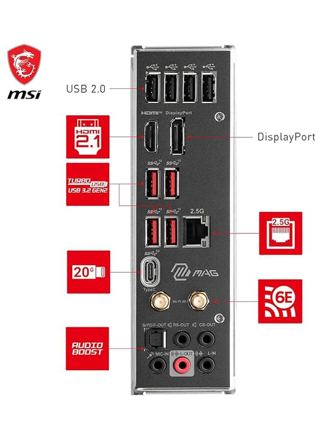 MSI - MAG B760 TOMAHAWK WIFI DDR4 LGA1700 ATX Motherboard, Intel B760 Chipset, 4x DDR4, 128GB Max Memory Capacity, Wi-Fi 6E, 2.5Gbps LAN, 2x PCI-E x16, 3x M.2 1x HDMI 1x DP, USB 2.0/3.2 Black - Image 1