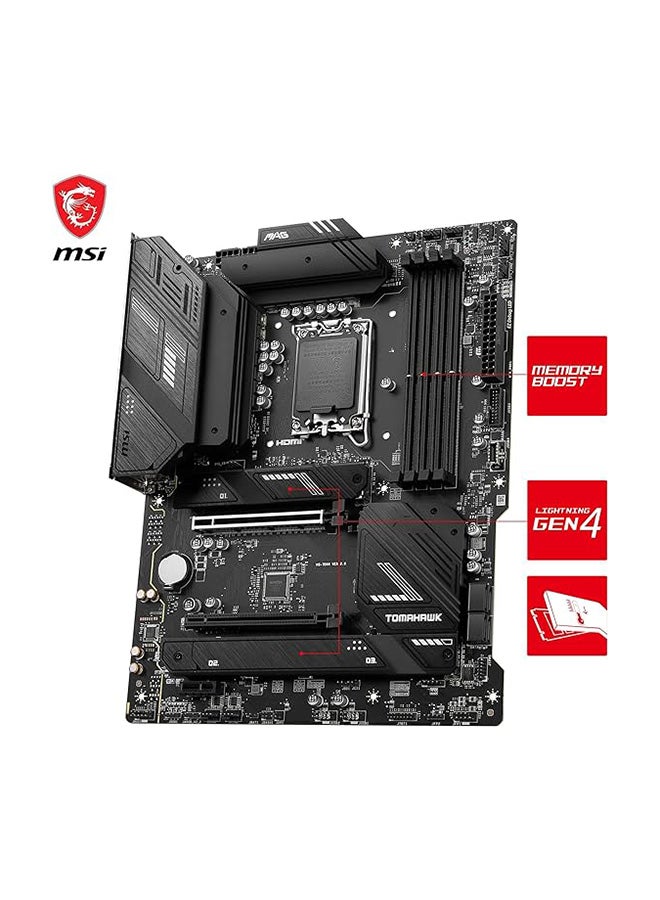MSI - MAG B760 TOMAHAWK WIFI DDR4 LGA1700 ATX Motherboard, Intel B760 Chipset, 4x DDR4, 128GB Max Memory Capacity, Wi-Fi 6E, 2.5Gbps LAN, 2x PCI-E x16, 3x M.2 1x HDMI 1x DP, USB 2.0/3.2 Black - Image 1