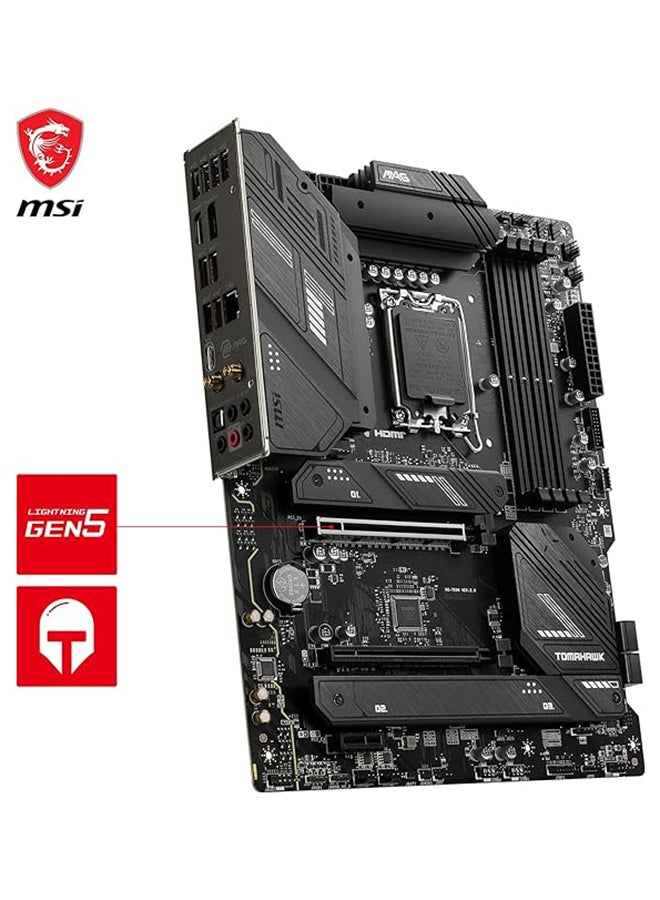 MSI - MAG B760 TOMAHAWK WIFI DDR4 LGA1700 ATX Motherboard, Intel B760 Chipset, 4x DDR4, 128GB Max Memory Capacity, Wi-Fi 6E, 2.5Gbps LAN, 2x PCI-E x16, 3x M.2 1x HDMI 1x DP, USB 2.0/3.2 Black - Image 1
