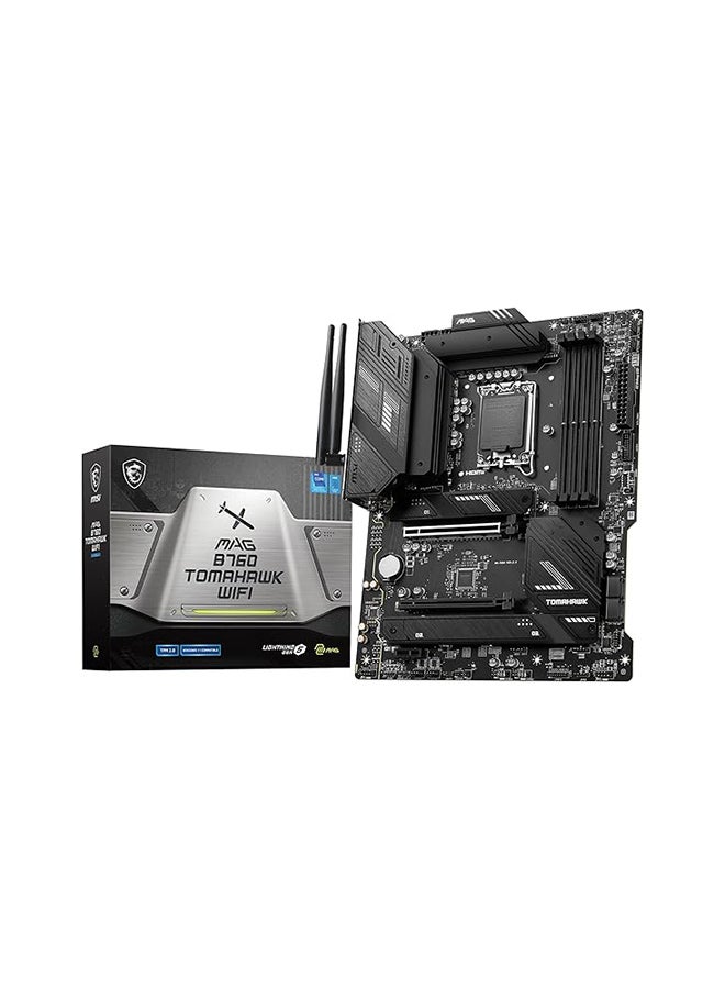MSI - MAG B760 TOMAHAWK WIFI DDR4 LGA1700 ATX Motherboard, Intel B760 Chipset, 4x DDR4, 128GB Max Memory Capacity, Wi-Fi 6E, 2.5Gbps LAN, 2x PCI-E x16, 3x M.2 1x HDMI 1x DP, USB 2.0/3.2 Black - Image 1