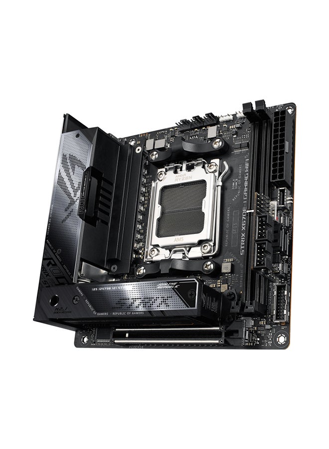 ASUS - Rog Strix X670E-I Gaming Wifi Mini-ITX Motherboard, AMD AM5 Socket, AMD X670 Chipset, 2xDIMM, Max 64GB DDR5, WiFi 6E 6GHz, 2xM.2 Slots,1xPCIe 5x16, 1x HDMI/2xUSB4 | 90MB1B70-M0EAY0 Black - Image 1