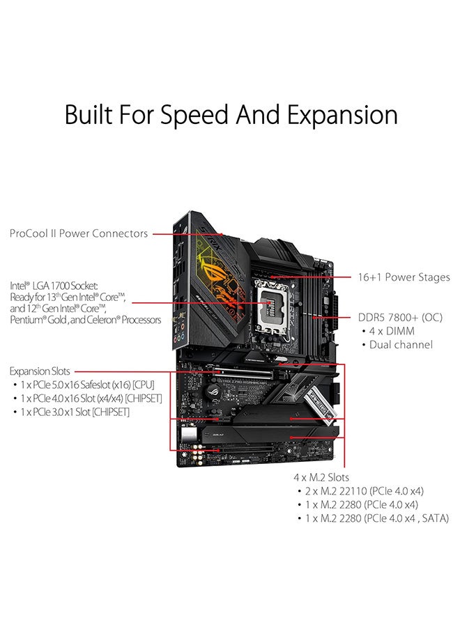 ROG STRIX Z790-H Gaming Wi-Fi LGA 1700 Motherboard, Intel Z790 Chipset, 4x DDR5 DIMM, Up to 192GB Max Memory, Wi-Fi 6E / BT v5.3, 4 x M.2 Slots, 1*HDMI / 1*DP Black