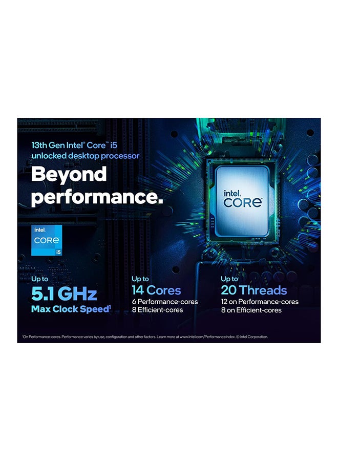 إنتل - معالج سطح المكتب Core i5-13600KF 14 نواة (6 نواة P + 8 نواة إلكترونية) ذاكرة تخزين مؤقت 24 ميجابايت، حتى 5.1 جيجا هرتز أزرق - Image 1