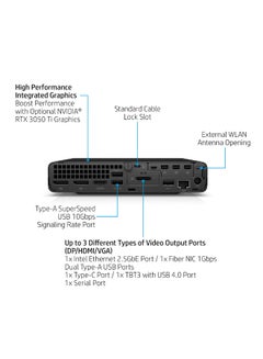إتش بي كمبيوتر مكتبي Elite Mini 800 G9، معالج Intel Core i7-13700، ذاكرة الوصول العشوائي 16 جيجابايت، 512 جيجابايت M.2 SSD، Intel UHD Graphics 770، HP Wireless KB + ماوس لاسلكي، Windows 11 Pro  - Image 5