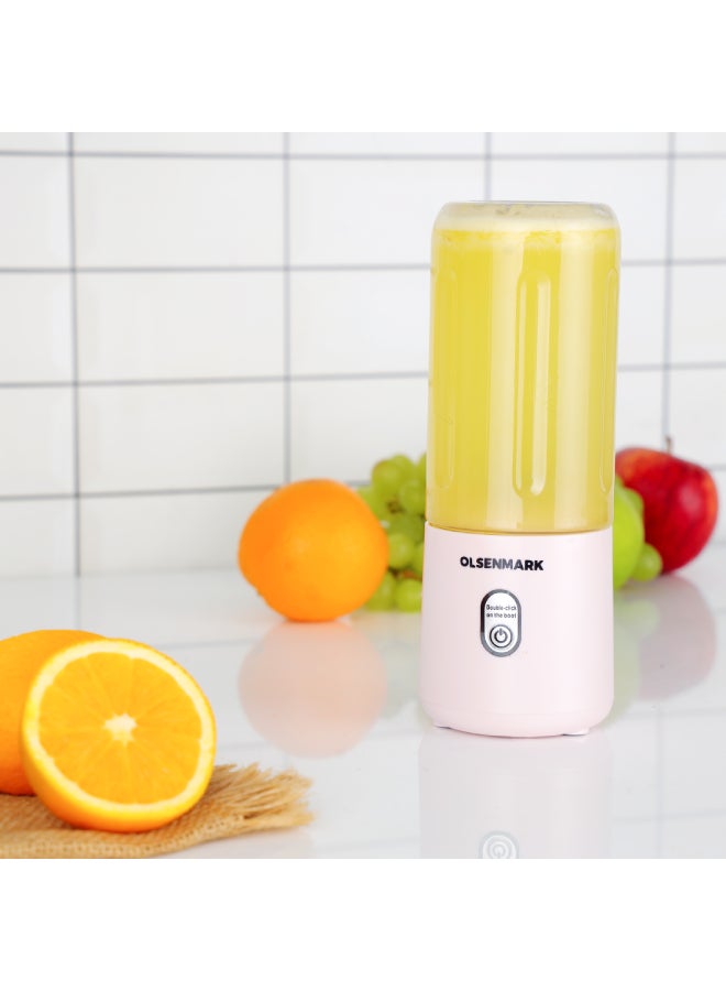 Olsenmark - Rechargeable Portable Blender Mixer Shaker Juicer 60W, All Kinds Of Fruits And Vegetables 410ML, Double Safety Protection Switch Health And Environmental Protection 410 ml 60 W OMSB2495 Multicolour - Image 1