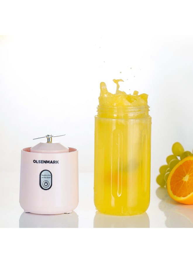 Olsenmark - Rechargeable Portable Blender Mixer Shaker Juicer 60W, All Kinds Of Fruits And Vegetables 410ML, Double Safety Protection Switch Health And Environmental Protection 410 ml 60 W OMSB2495 Multicolour - Image 1
