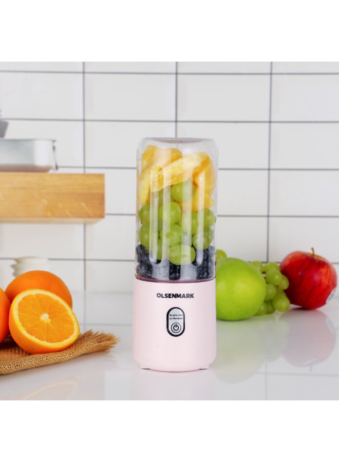 Olsenmark - Rechargeable Portable Blender Mixer Shaker Juicer 60W, All Kinds Of Fruits And Vegetables 410ML, Double Safety Protection Switch Health And Environmental Protection 410 ml 60 W OMSB2495 Multicolour - Image 1