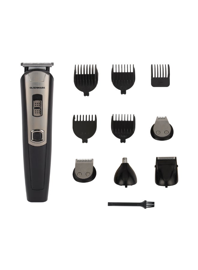 Olsenmark - 11-in-1 Men's Grooming Set, Cordless Operation, With 5 Changeable Heads, Hair Clipper Attachment, Beard Trimmer Attachment, Shaver Attachment, Noise/Ear Hair Trimmer Attachment, USB Cord Black - Image 1