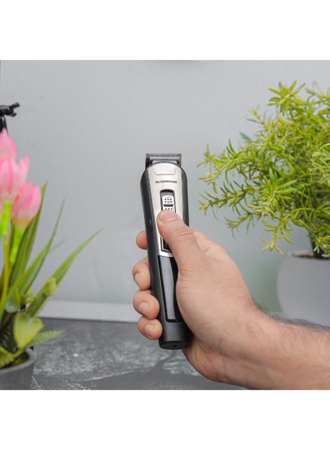 Olsenmark - 11-in-1 Men's Grooming Set, Cordless Operation, With 5 Changeable Heads, Hair Clipper Attachment, Beard Trimmer Attachment, Shaver Attachment, Noise/Ear Hair Trimmer Attachment, USB Cord Black - Image 1