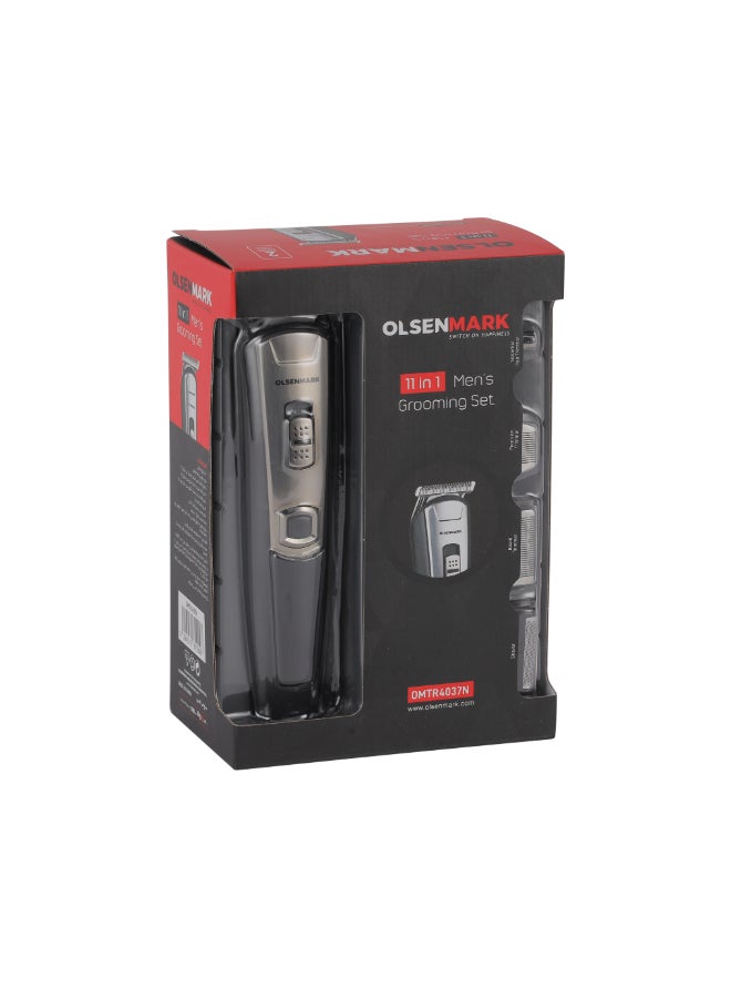 Olsenmark - 11-in-1 Men's Grooming Set, Cordless Operation, With 5 Changeable Heads, Hair Clipper Attachment, Beard Trimmer Attachment, Shaver Attachment, Noise/Ear Hair Trimmer Attachment, USB Cord Black - Image 1